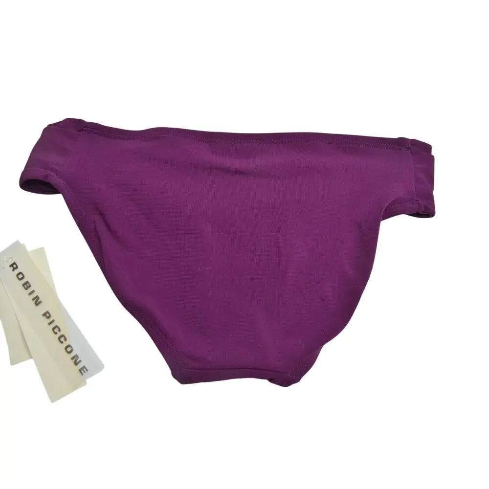 ROBIN PICCONE Plum Purple Bikini Bottoms w/ Gold O-Ring Hardware